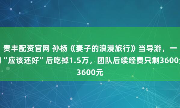 贵丰配资官网 孙杨《妻子的浪漫旅行》当导游，一句“应该还好”后吃掉1.5万，团队后续经费只剩3600元